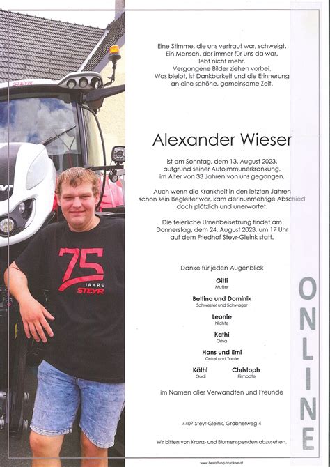 Alexander Wieser 33 Bestattung Bruckner Wolfern Bei Steyr