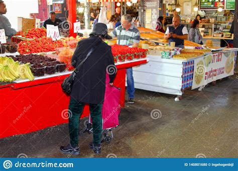 February 2019 Woman Buying Fruits Carmel Market Greengrocery Tel Aviv