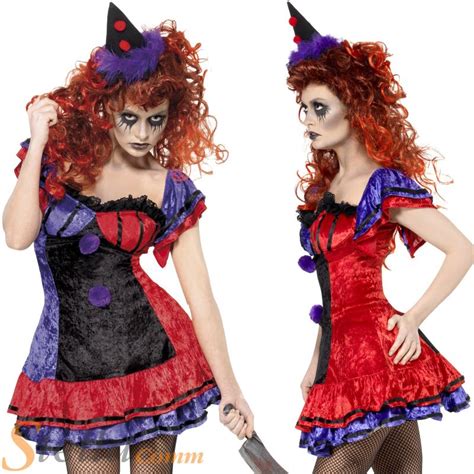 Ladies Bo Bo The Clown Cirque Circus Sinister Halloween Fancy Dress Costume Ebay