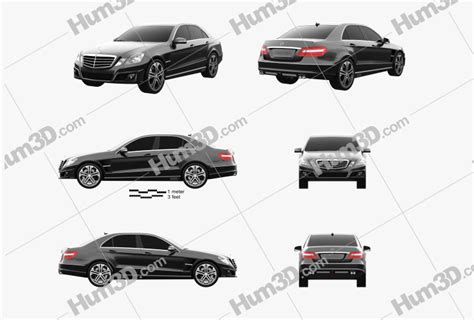 Mercedes Benz E Class Brabus 2015 Blueprint Template 3dmodels