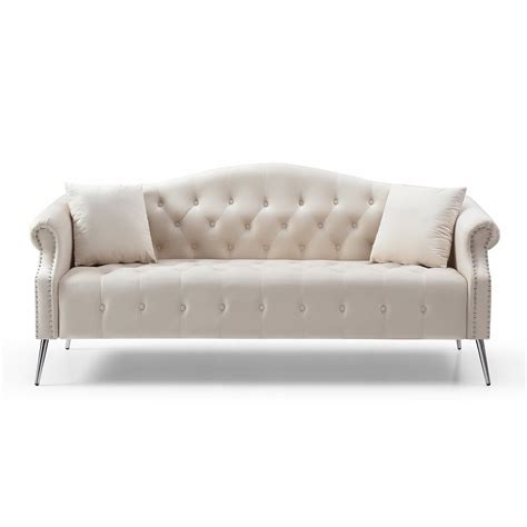 Velvet Chesterfield sofa