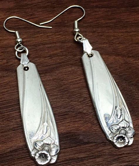 Daffodil Spoon Earrings Wm Rogers Silverplate Antique Etsy