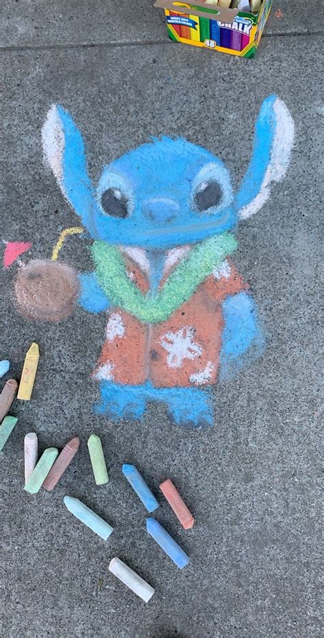 Stitch Chalk Drawing Fun Chalk Art Chalk Fun Chalk Drawings