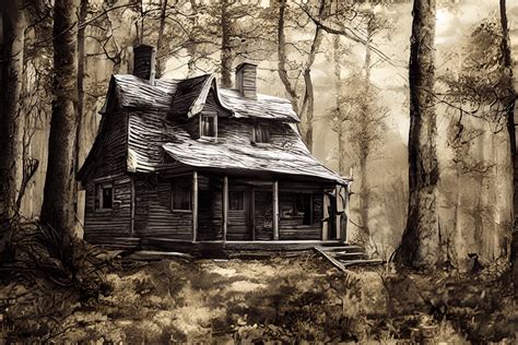 Creepy Cabin In The Woods Digital Graphic Creative Fabrica