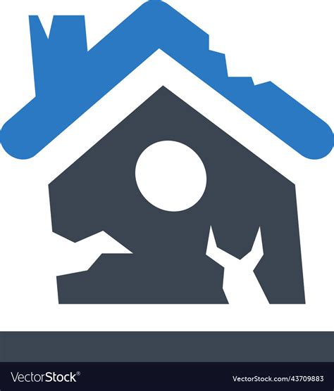 Home Earthquake Damage Icon Royalty Free Vector Image