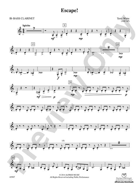 Escape B Flat Bass Clarinet B Flat Bass Clarinet Part Digital Sheet Music Download