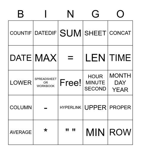 Excel Bingo Card