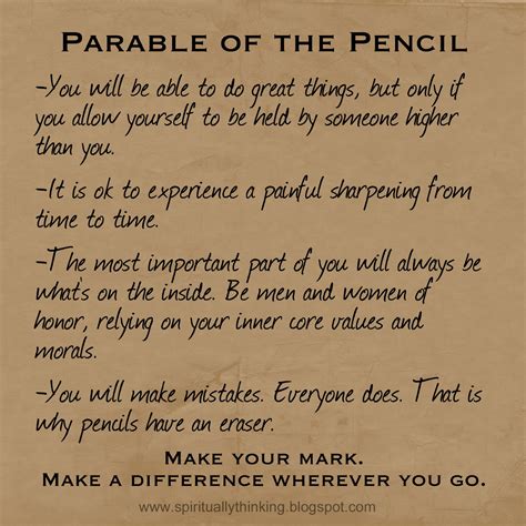 and Spiritually Speaking: Parable of the Pencil