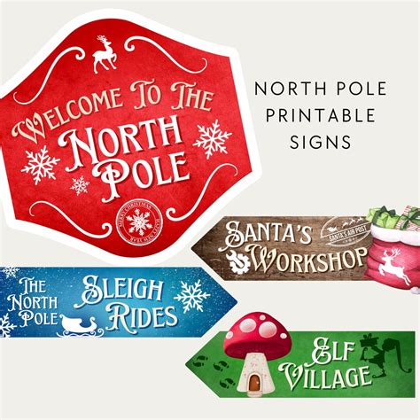 North Pole Signpost Printable North Pole Sign North Pole Directional