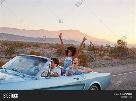 Group Friends On Road Image And Photo Free Trial Bigstock