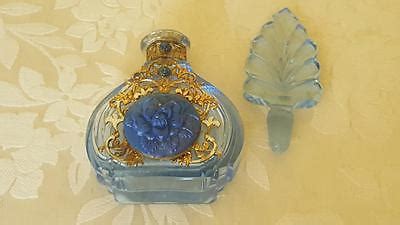 Antique 1920 S Czech Filigree Blue Jeweled Perfume Bottle Signed