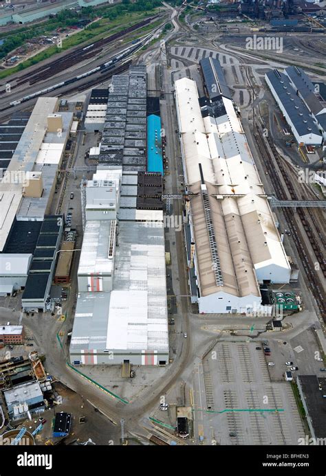 aerial view above Arcelor Mittal Cleveland Works steel mill Ohio Stock Photo - Alamy