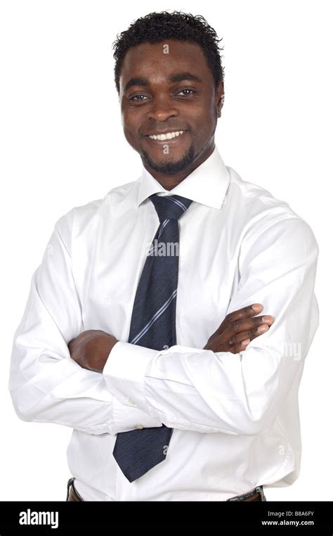 Attractive African Businessman A Over White Background Stock Photo Alamy