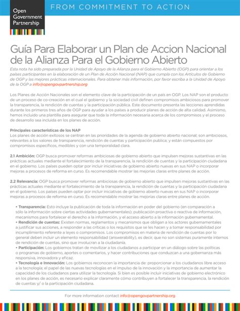 Gu A Para Elaborar Un Plan De Accion Nacional De La Alianza Para