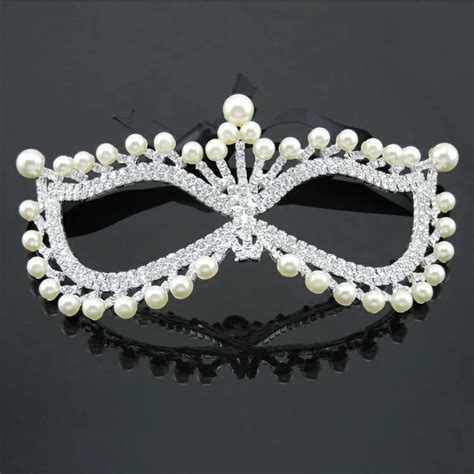 Free Shipping 1pcs Rhinestone Pearl Maskvenetian Bridal Masquerade