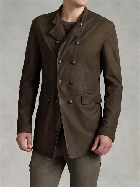 John Varvatos Double Breasted Goat Suede Coat In Brown For Men Lyst