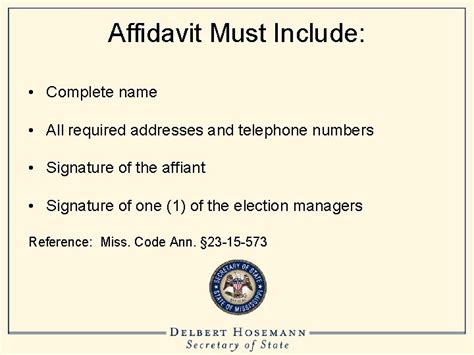 Affidavit Ballot Procedures Presented By The Mississippi Secretary