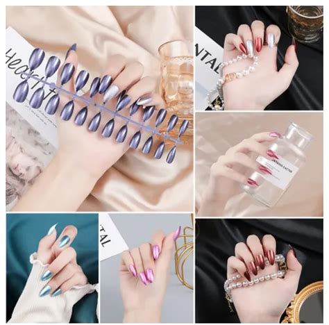 BATANGAN KUKU PALSU ISI 24 PCS MODEL GLAMOR METALIK FREE LEM KIKIR