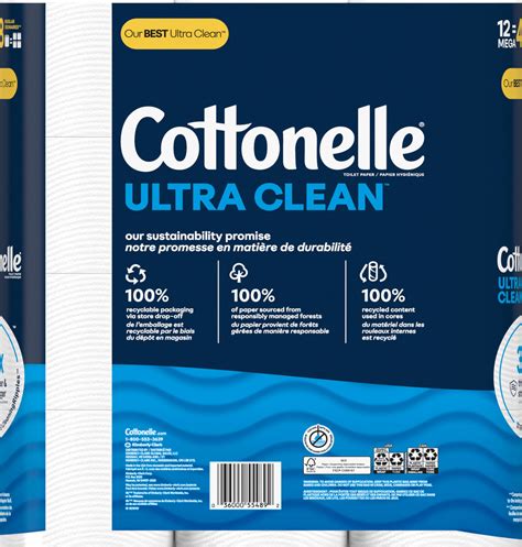 Cottonelle Ultra Clean Toilet Paper 1 Ply Mega Planogram Back