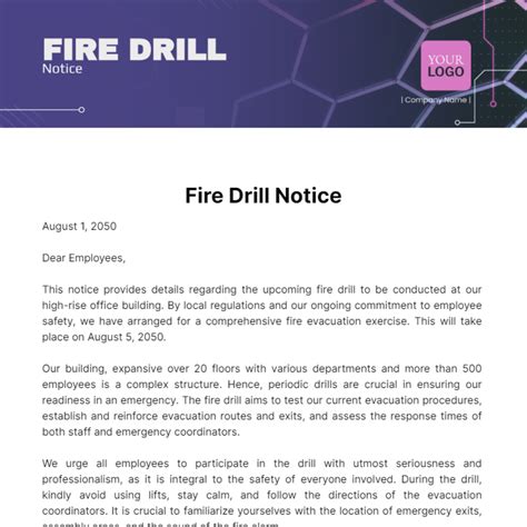 Free Fire Drill Notice Template Edit Online And Download