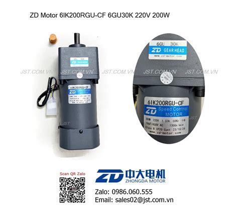 Động Cơ Giảm Tốc Zd Motor 6ik200rgu Cf 6gu30k 220vac 200w