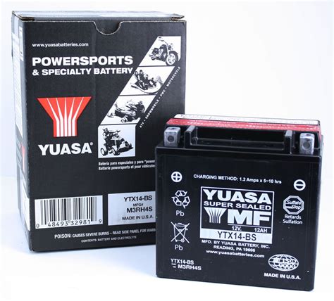 Yuasa YTX14 BS AGM Fresh Pack 12 Volt Battery YTX14BS