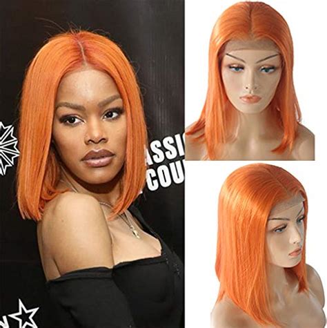 Smartinnov Human Hair Wig Orange Lace Front Pre Plucked Virgin Human