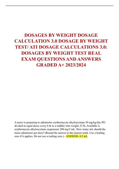 DOSAGES BY WEIGHT DOSAGE CALCULATION 3.0 DOSAGE BY WEIGHT TEST/ ATI