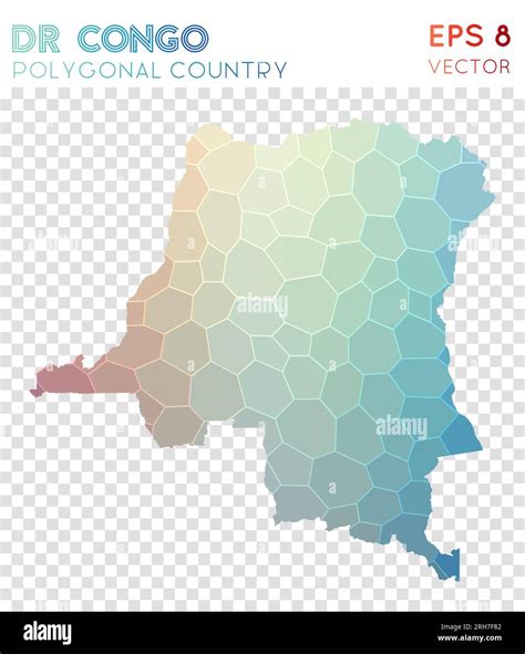 Dr Congo Polygonal Map Mosaic Style Country Dramatic Low Poly Style