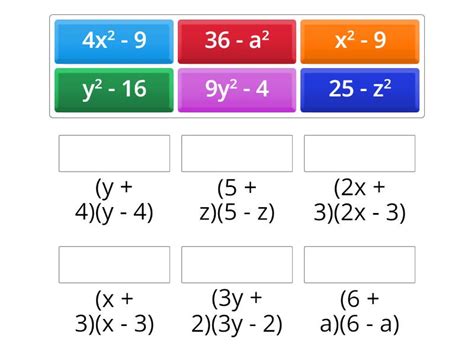 Factorise Following Expressions Using A2 B2 A B A B Match Up