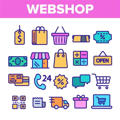 Tienda Virtual En L Nea Compras Conjunto De Iconos De Vector Lineal Png