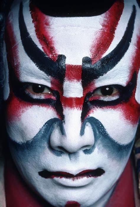 Japan Tokyo Ebizo A Famous Kabuki Actor In Makeup For The