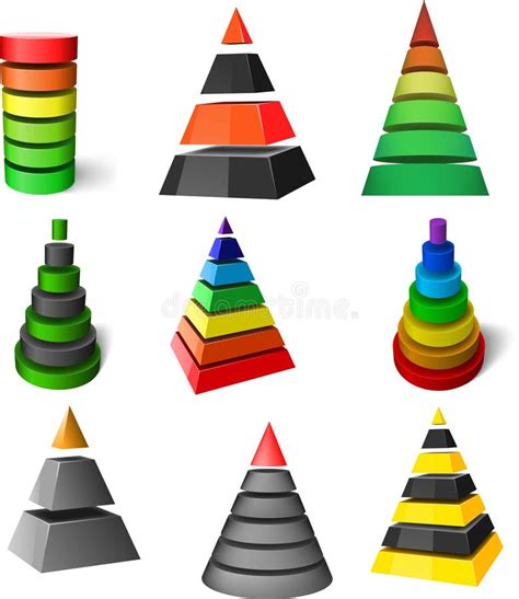 Insieme Dei Triangoli E Delle Piramidi Differenti Con I Livelli Simboli