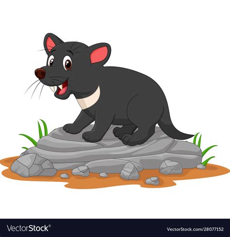 Cartoon Tasmanian Devil On Rock Royalty Free Vector Image