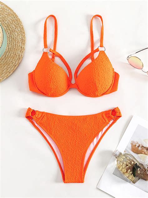 Bañador bikini con aro vinculado con aro Moda de Mujer SHEIN México