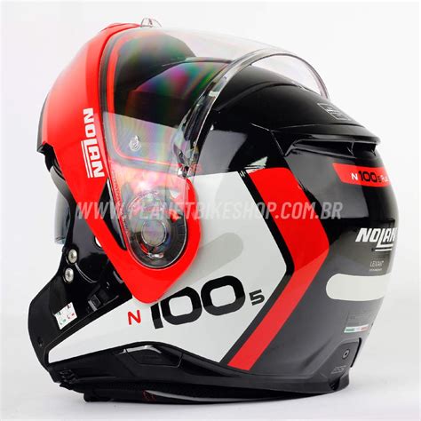 Capacete Nolan N Plus Distinctive Preto Vermelho Branco