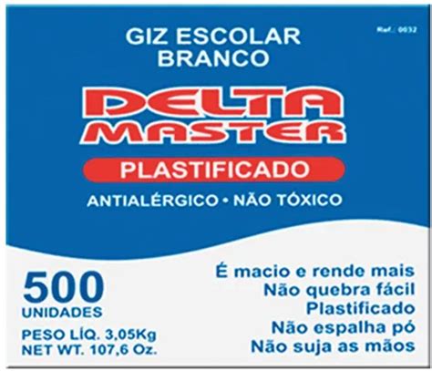 Giz Escolar Plastificado Branco Master Cx C Un Delta Cx