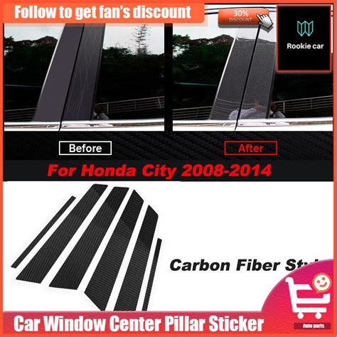 Carbon Fiber Style Pc Glossy Black Car Door Window Column B C Pillar