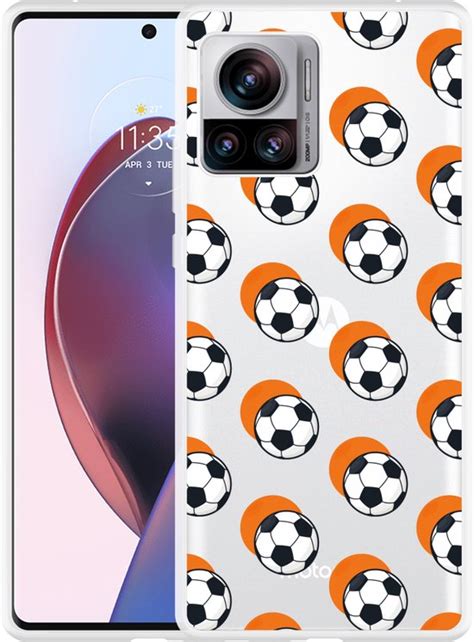 Cazy Hoesje Geschikt Voor Motorola Edge Ultra Soccer Ball Orange Bol