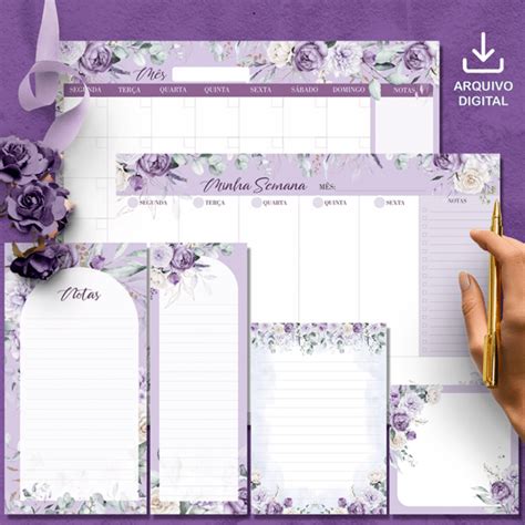 Arquivo Kit Desk Planners E Bloquinhos Cole O Violeta Brinde Bicho