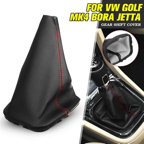 Buy PU Leather Black Car Auto Gearshift Lever Gaiter Dust Cover Red