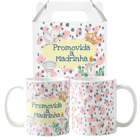 Promovida A Madrinha - Caneca Presente Convite Para Batizado Promovida A Madrinha | MadeiraMadeira