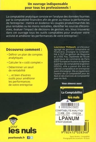 La Comptabilit Analytique Pour Les Nuls De Laurence Thibault Grand