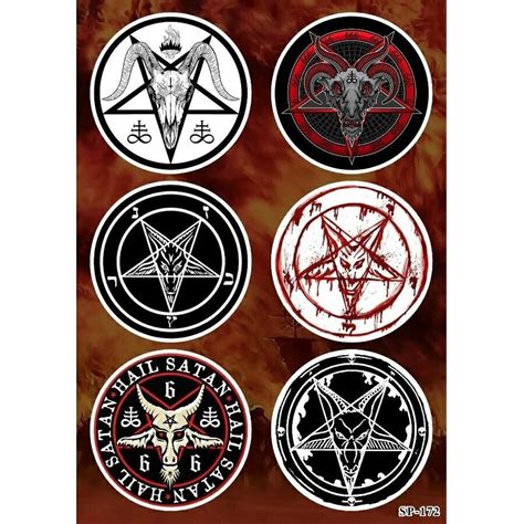 Pentagram Baphomet Symbol Sticker Pack Gothic Satanic Witchcraft