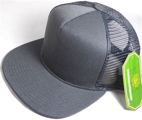 Wholesale Mesh Trucker 5 Panel Snapback Blank Hats - Solid - Dark Gray