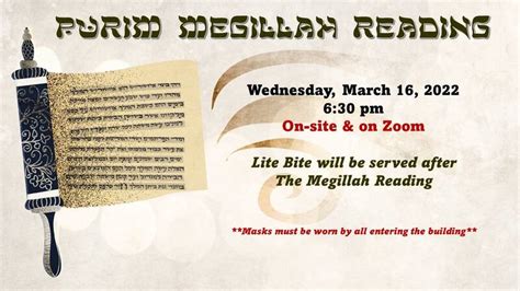 Annual Megillah Reading Event Perrineville Jewish Center