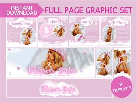 Full Page Onlyfans Graphic Template Set - Easy to Edit Templates of