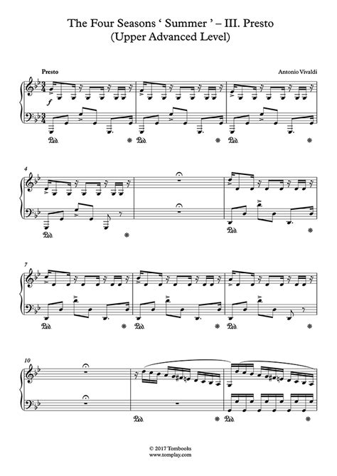 sheet  vivaldi summer piano   mp midi