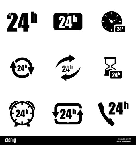 Vector Black 24 Hours Icon Set Stock Vector Image And Art Alamy