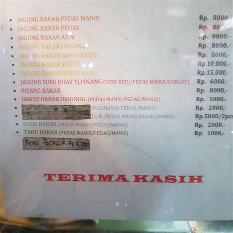 Menu At Jagung Bakar Nano Nano Ka Diana Restaurant Medan